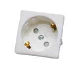 Tomada Branca 45X45mm 2P+T Shuko Ref. 2006