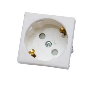 Tomada Branca 45X45mm 2P+T Shuko Ref. 2006