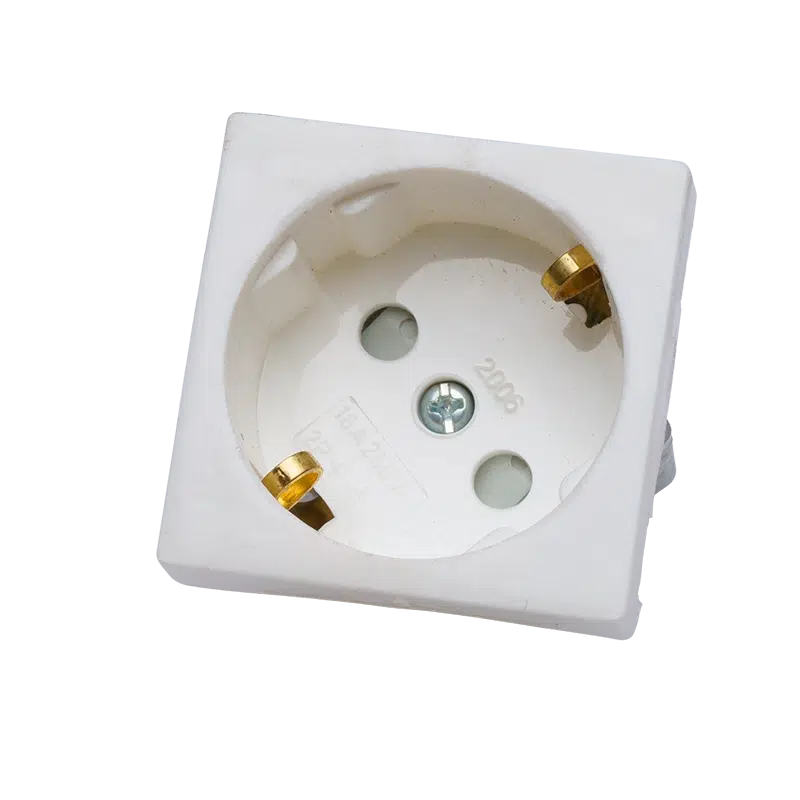 Tomada Branca 45X45mm 2P+T Shuko Ref. 2006