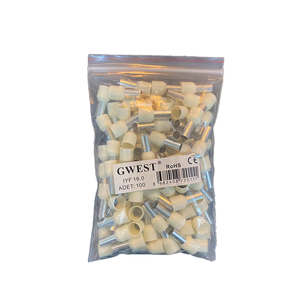 Ponteira isolada 16mm² Branca (Saco 100UN)