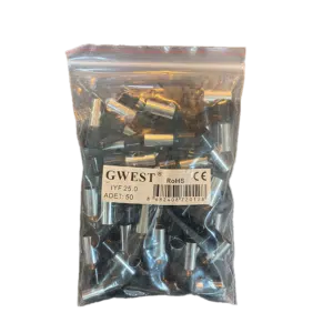 Ponteira Isolada 25mm² Preta (Saco 100UN)