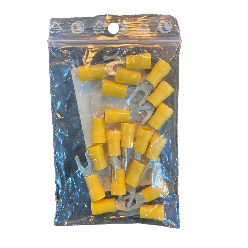Terminal Forquilha Isolado Amarelo M6 20 UN