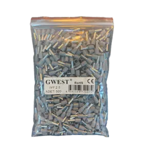 Ponteira Isolada 2.5mm² Cinza (Saco 100UN)