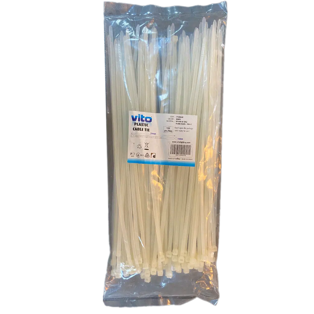 Abraçadeira de Fivela Branca 3.6X250mm (100Un)