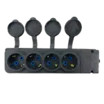 Régua com 4 Tomadas Schuko 2P+T IP44 Pretas 4KMP
