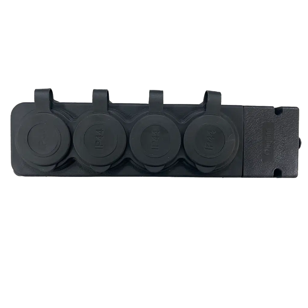 Régua com 4 Tomadas Schuko 2P+T IP44 Pretas 4KMP - Image 2