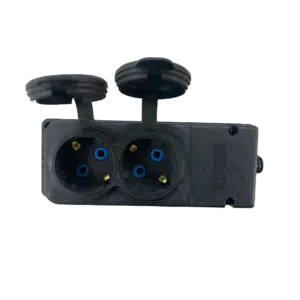 Régua com 2 Tomadas Schuko 2P+T IP44 Pretas 2KMP