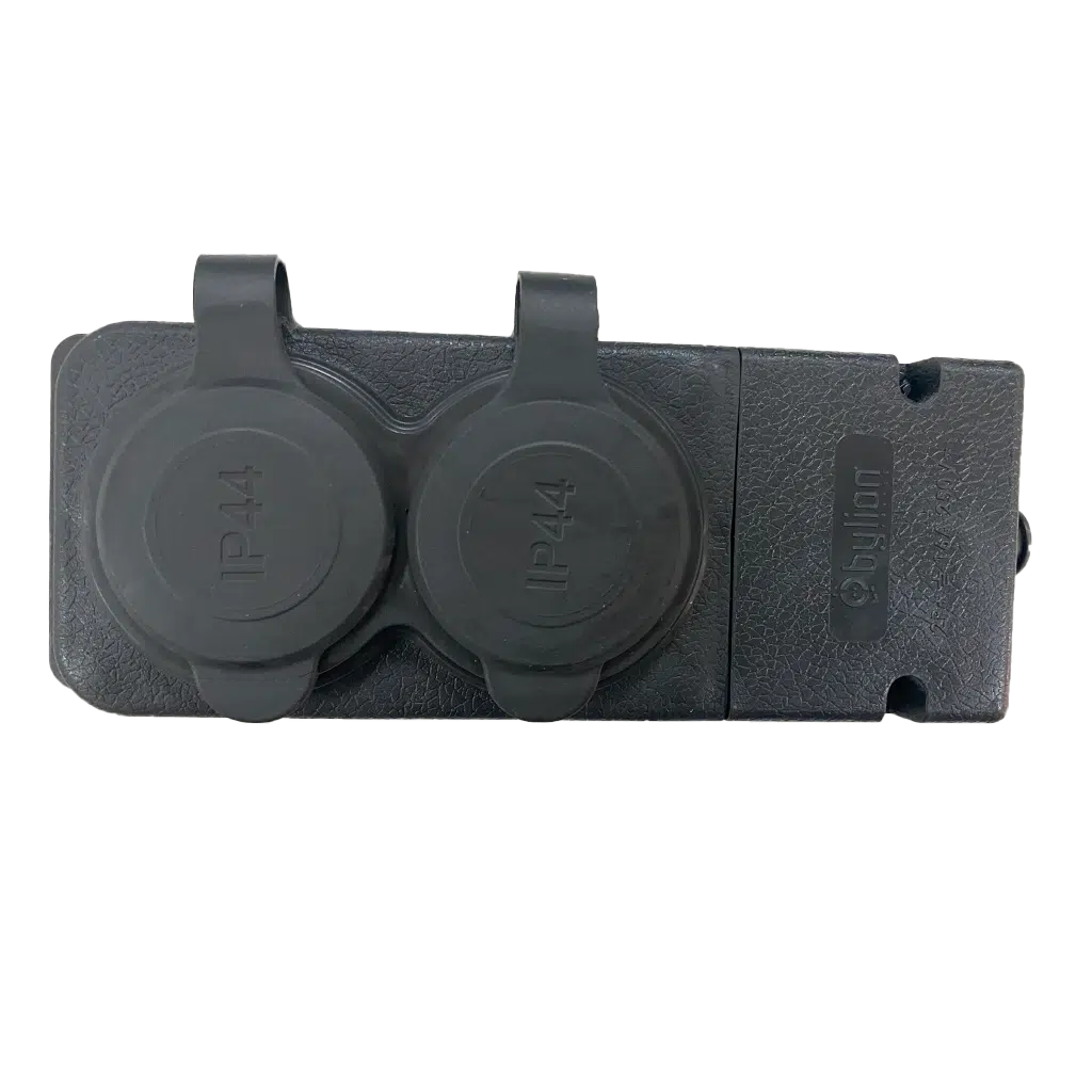 Régua com 2 Tomadas Schuko 2P+T IP44 Pretas 2KMP - Image 2