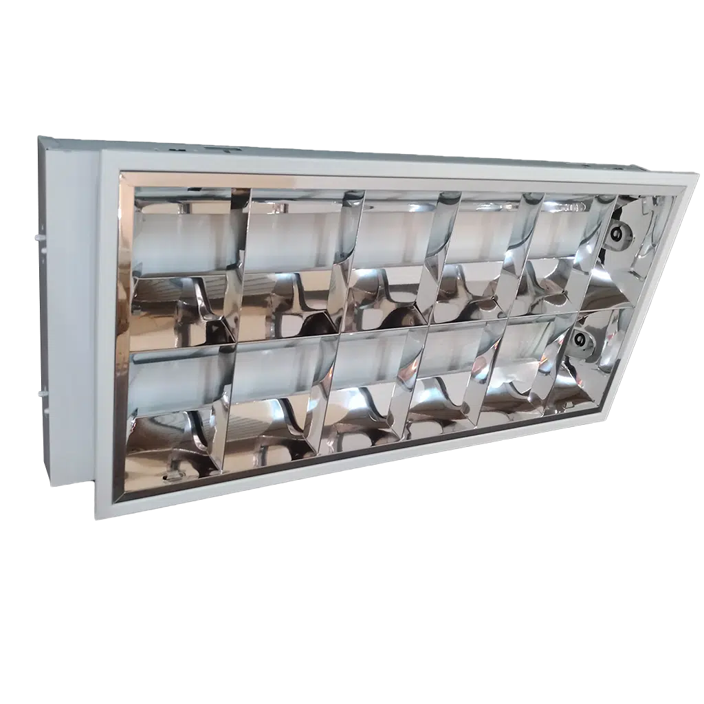 Armadura 2X36W Interior com Difusor de Alumínio