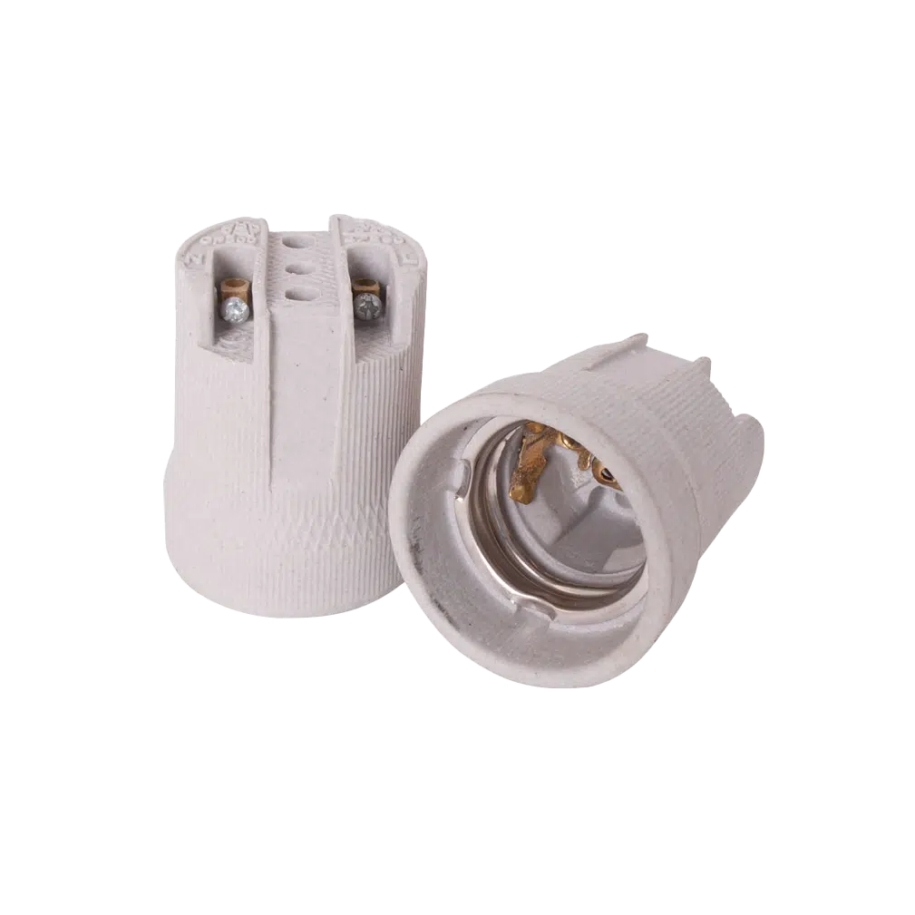 Suporte Lâmpada E27 Porcelana Simples com Suporte Metálico 7320030