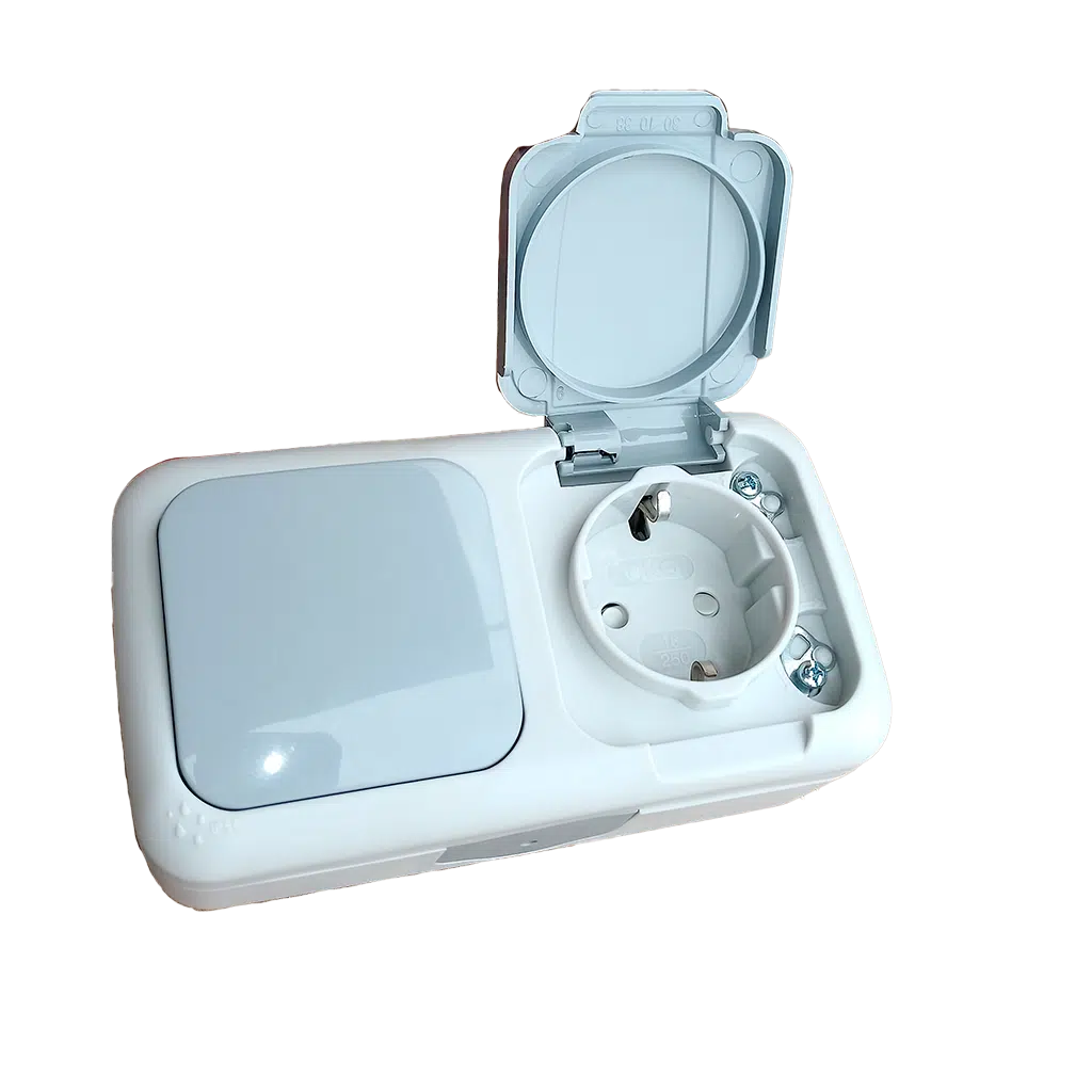 Tomada + Interruptor Estanque Exterior Cinza  PALMYE Ref. 90555581