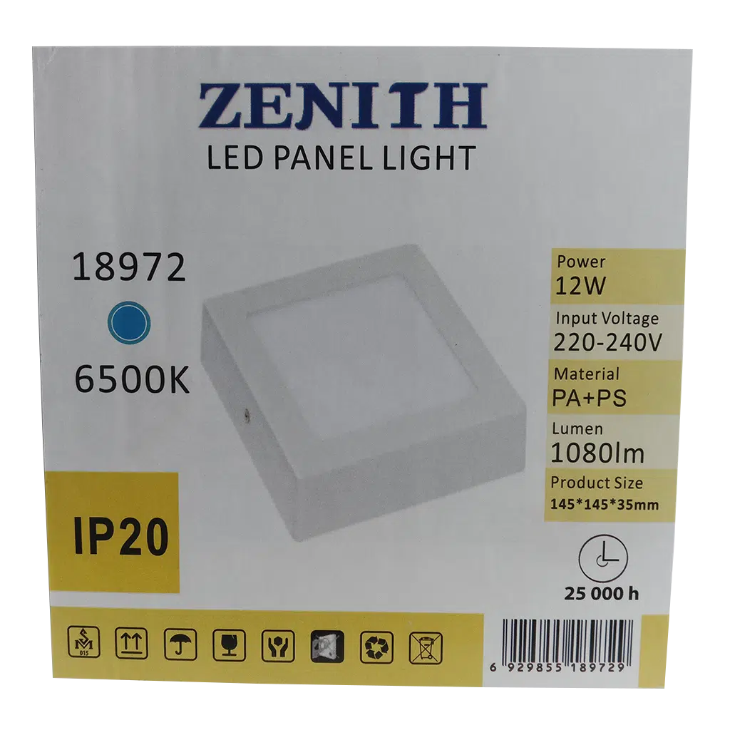 Painel Led Exterior Quadrado Branco 12W 220V-240V 6500K