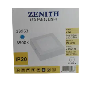 Painel Led Exterior Quadrado Branco 24W 220V-240V 6500K