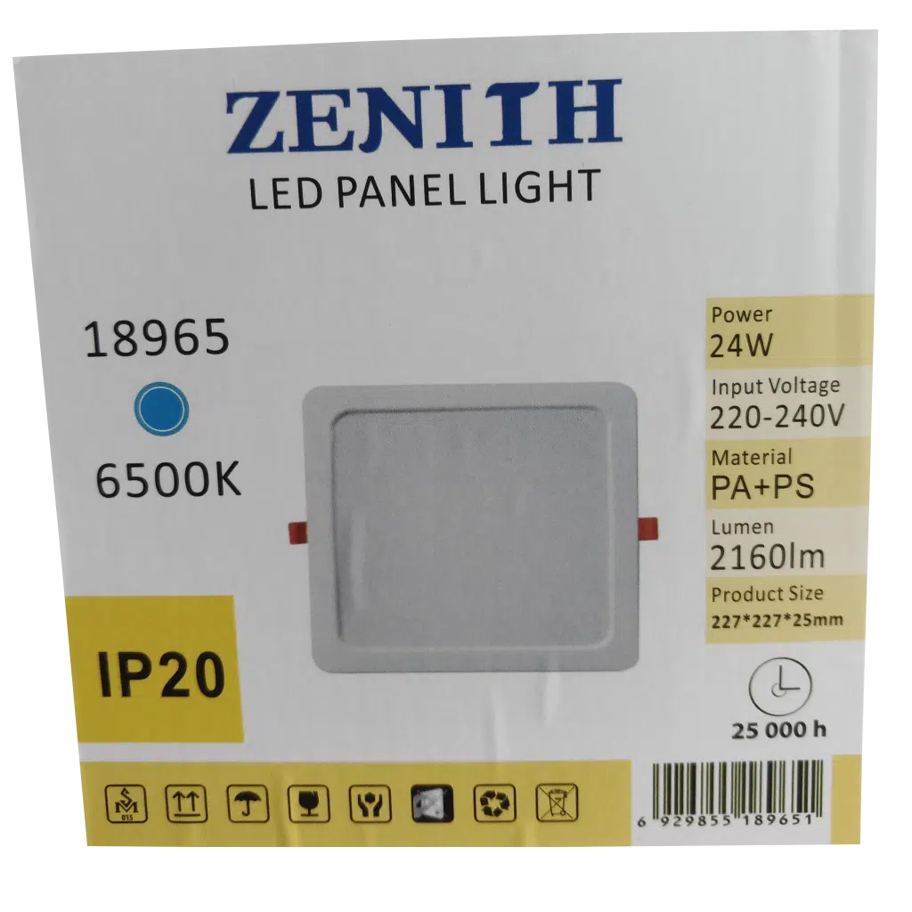 Painel Led Interior Quadrado Branco 24W 220V-240V 6500K