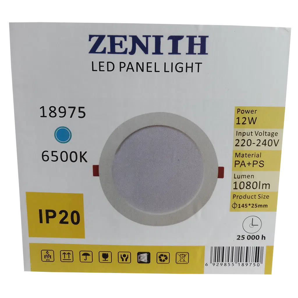 Painel Led Interior Redondo Branco 12W 220V-240V 6500K