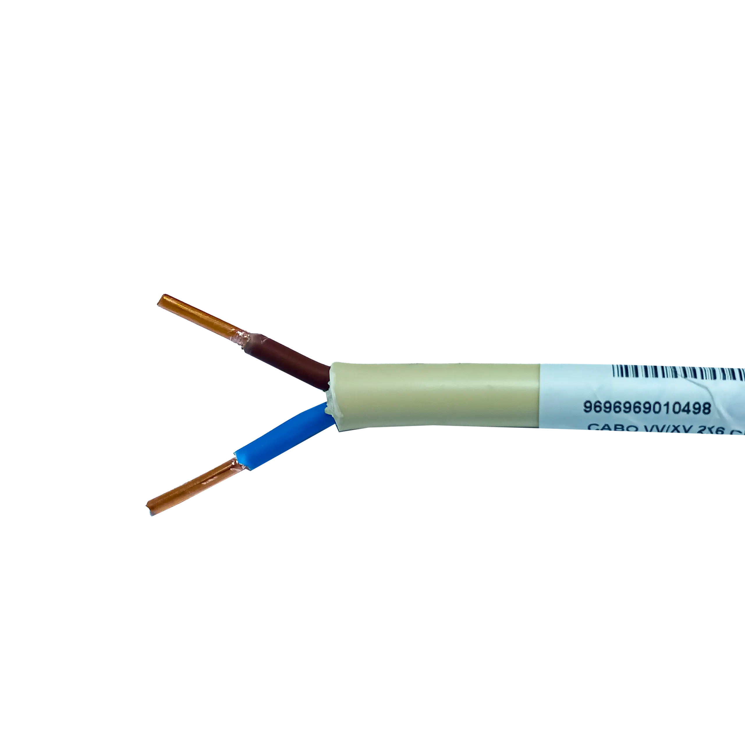 Cabo Rígido VV/XV 2X6  PT-N05VV-U 300/500V Creme