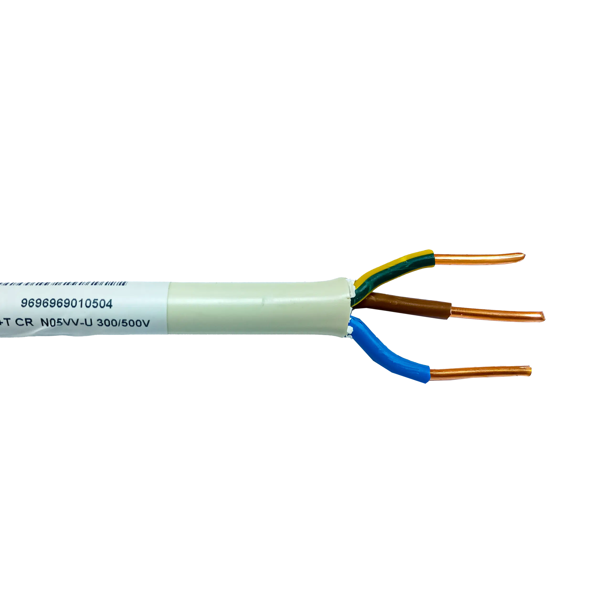 Cabo Rígido VV/XV 2X6+T N05VV-U 300/500V 3G6 Creme  Creme