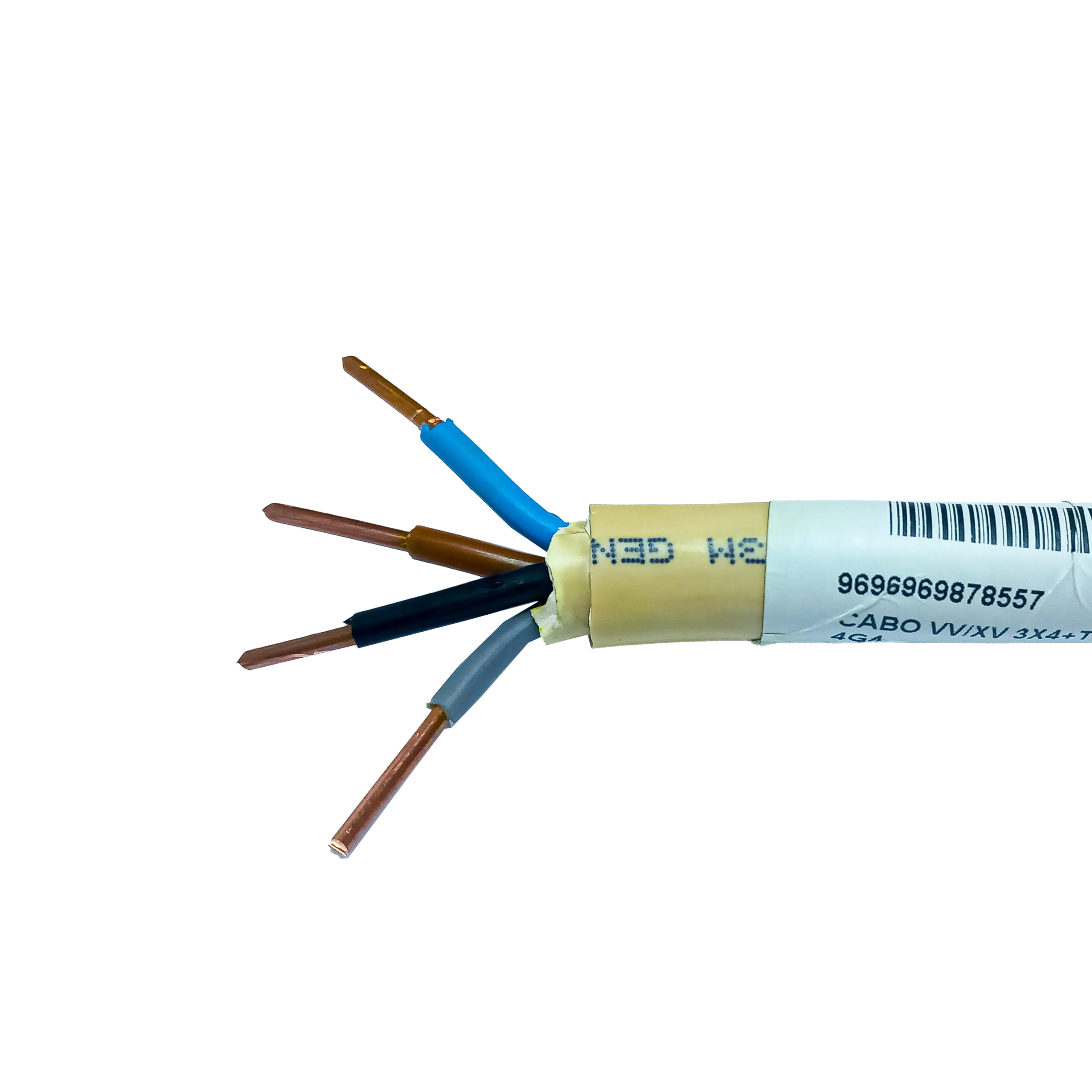 Cabo Rígido VV/XV 3X4+T  N05VV-U 300/500V 4G4 Creme