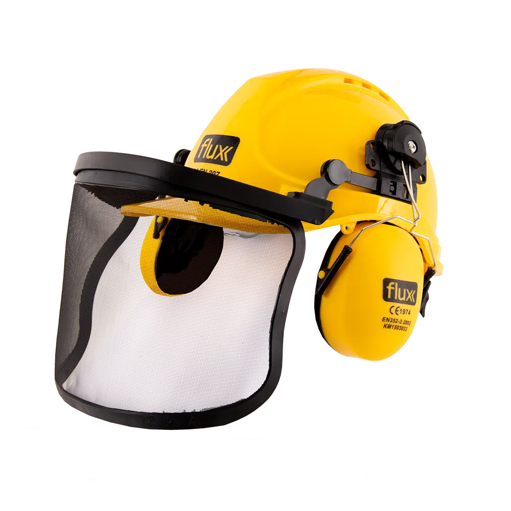 Capacete de Segurança com Rede e Protetor Auricular Flux