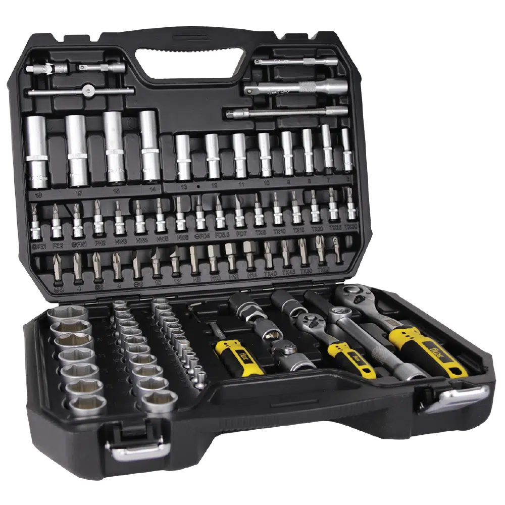 Conjunto Mala Chave Caixa Cromo Vanadium 94 Peças 1/4-1/2" Flux