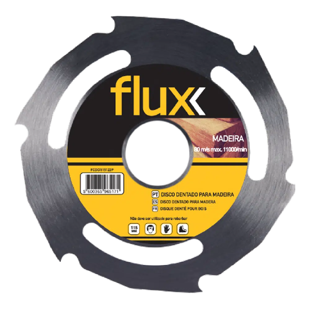 Disco Corte Madeira Dentado 8D 115mm Flux