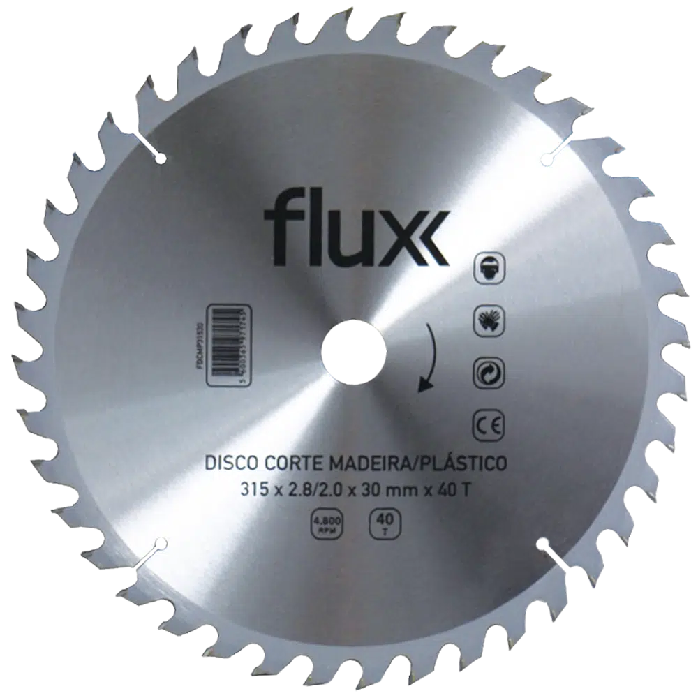 Disco Corte Madeira/Plástico 24D 185mm Flux