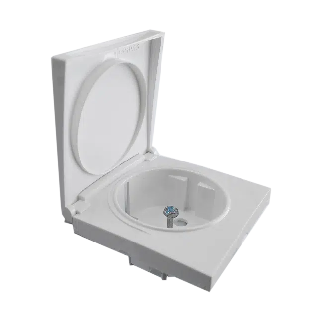 Centro de Tomada Schuko com Tampa e Obturador IP44 Ref.90634 TBR