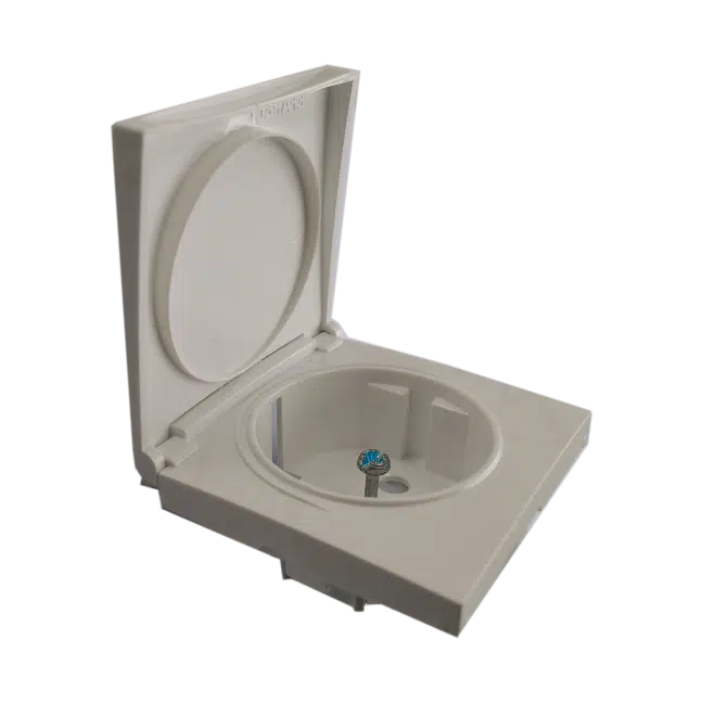 Centro de Tomada Schuko com Tampa e Obturador IP44 Ref.90634 TMF