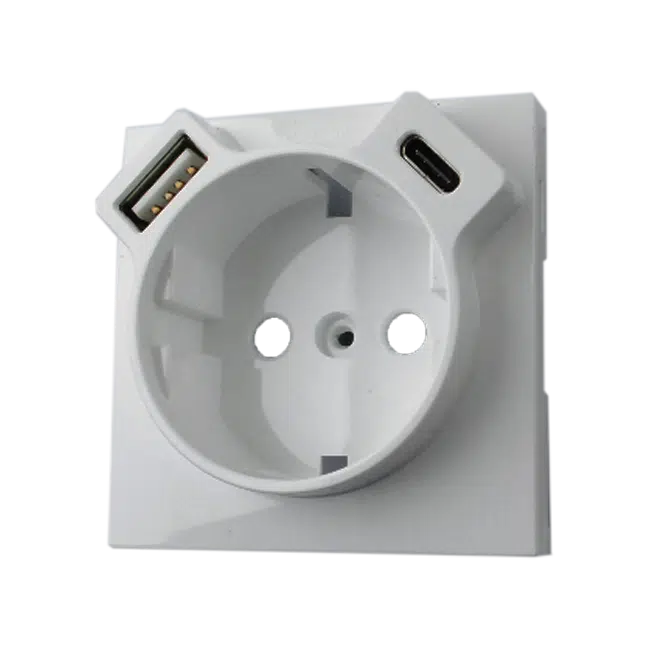 Centro para Tomada Schuko + USB Tipo A e Tipo C Ref.90630 TBR - Image 2