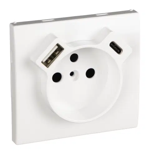 Centro para Tomada Schuko + USB Tipo A e Tipo C Ref.90630 TBR