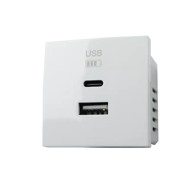 Carregador Duplo USB Tipo A e Tipo C Branco Ref. 45381 SBR